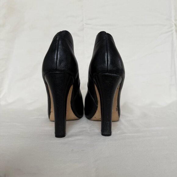 Matiko Betty Black Leather Elevated Side Slip On Peep Toe Bootie Pump Size 7 - Picture 8 of 12